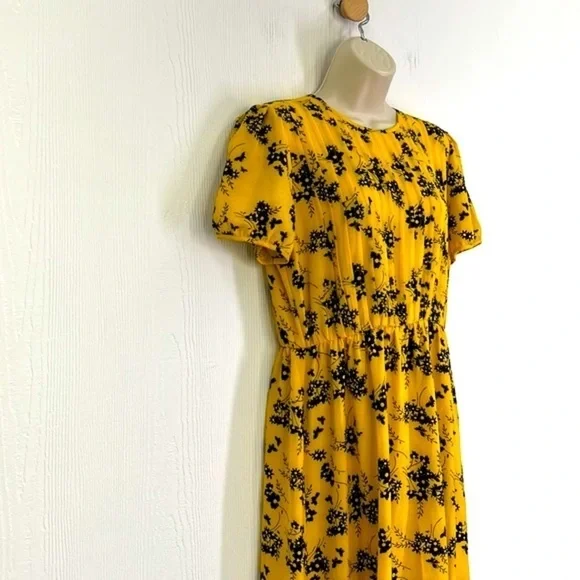 Michael Kors - Botanical Colorful Print Crepe Midi Zip Closure Dress Size Medium - Picture 5 of 12